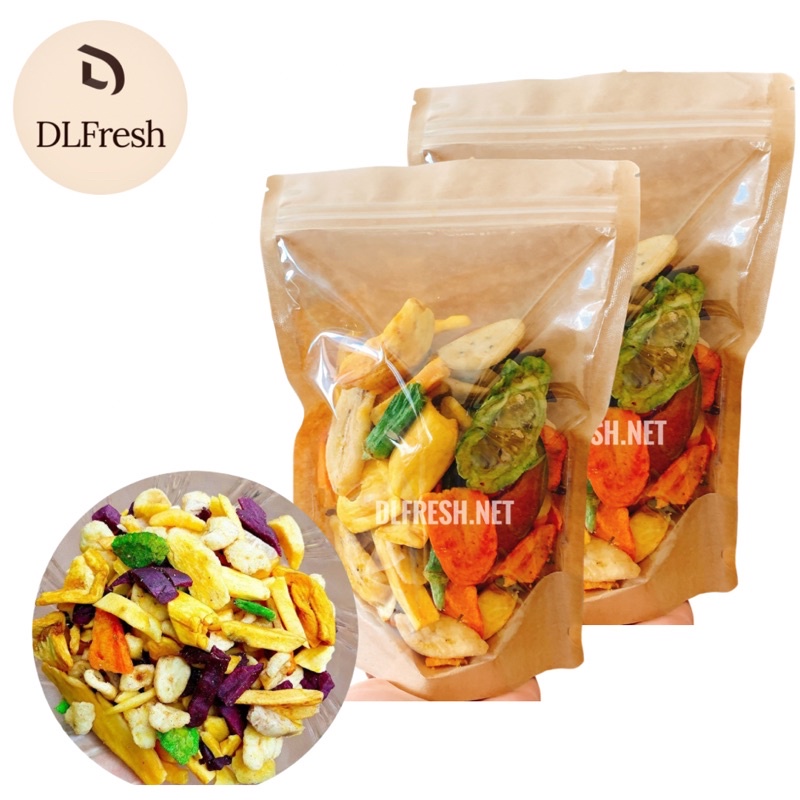 Trái Cây Sấy Không Đường DLFRESH Thập Cẩm Nguyên Miếng 1Kg