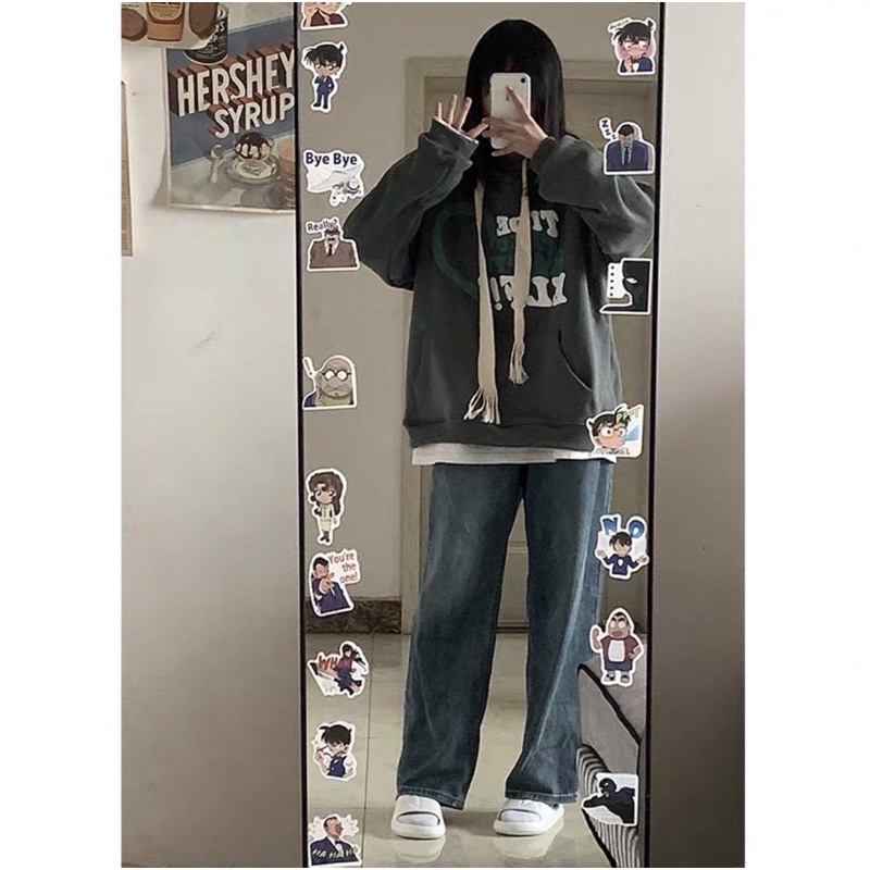 Áo hoodie TIDE UlzzangHodie nữ form rộng dài vải nỉ chất đẹp giá rẻ không xù lông hàng quảng châu BST thu đông unisex