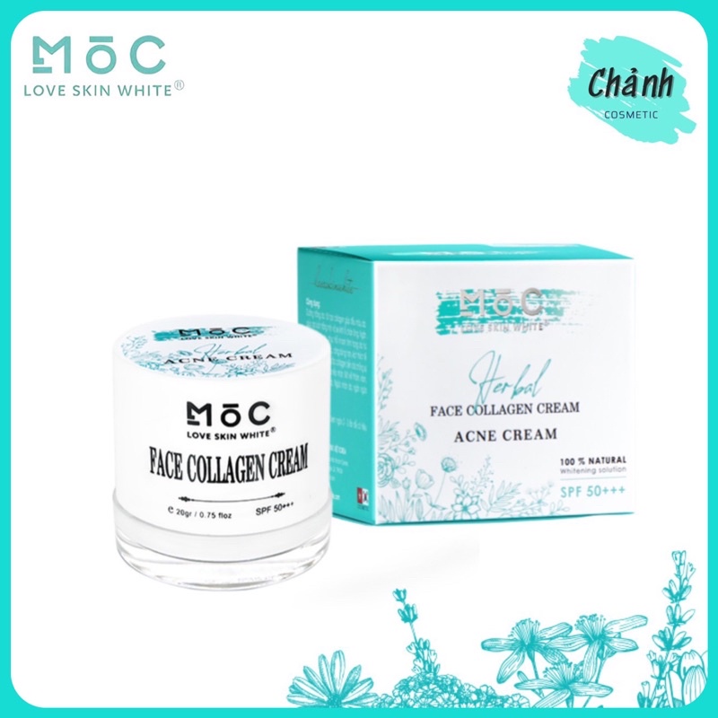 Kem Ngừa Mụn-Kháng Khuẩn-Trắng Da-Giữ Ẩm-Se Khít Lỗ Chân Lông-Chống Nắng MOC Love Skin White 20g