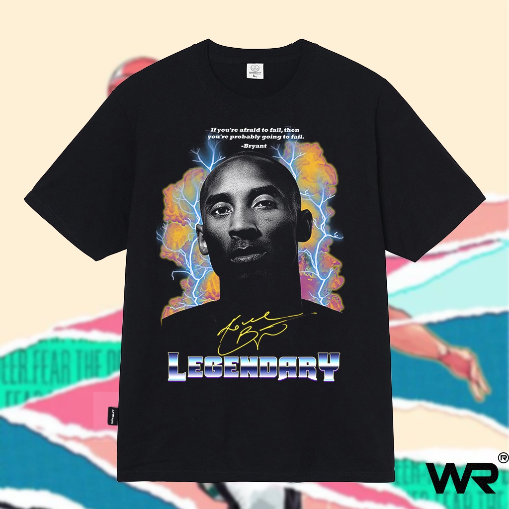 Áo thun unisex Wright huyền thoại bóng rổ Mỹ chữ kí vàng Kobe Bryant phong cách vintage