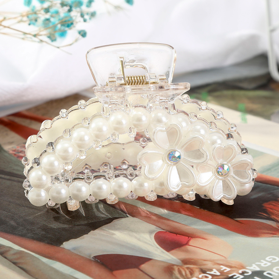 Kẹp tóc đính đá và ngọc trai nhân tạo phong cách Hàn Quốc độc đáo