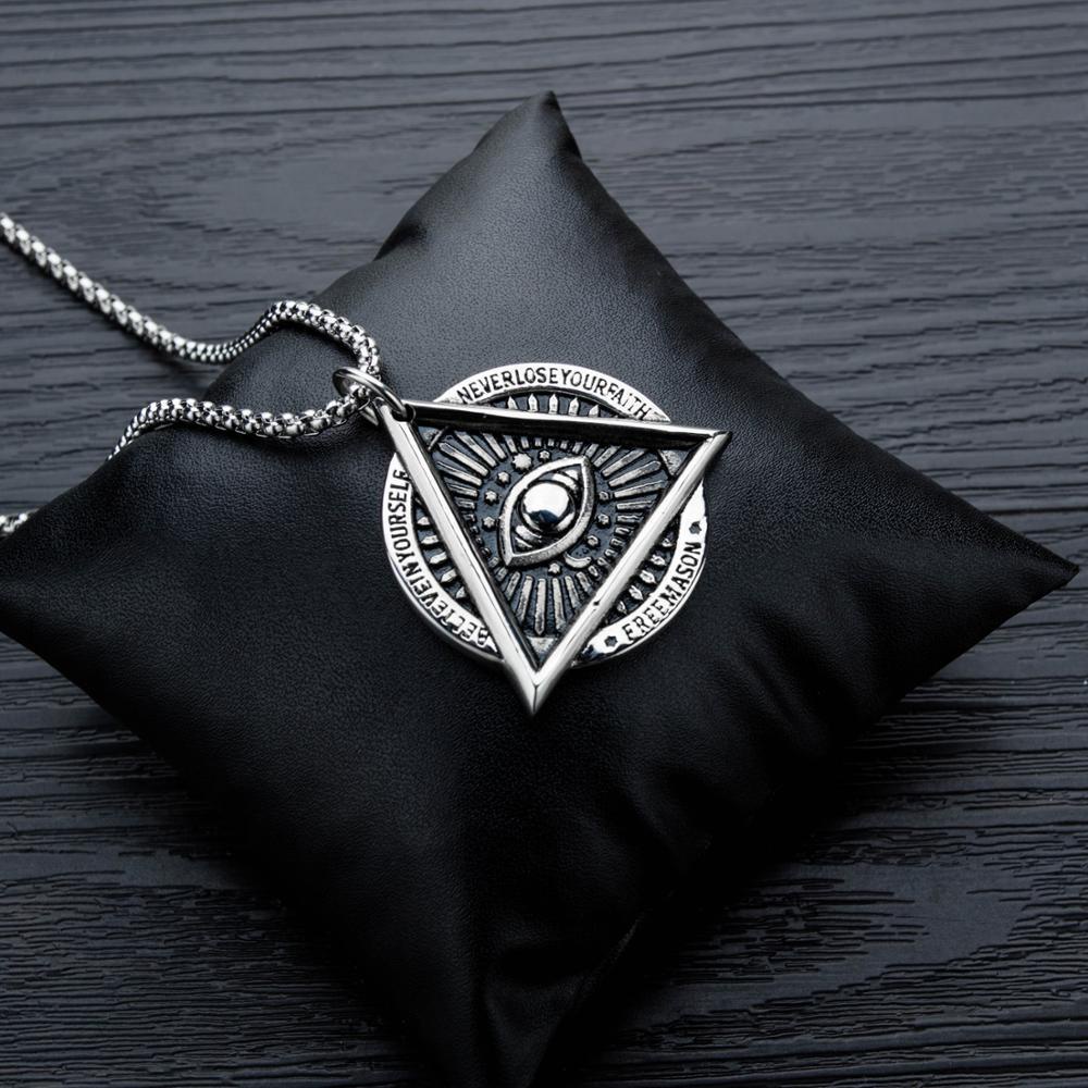 Eye of Providence Freemason Evil Eye Vòng cổ bằng thép không gỉ Talisman Sign Medallion