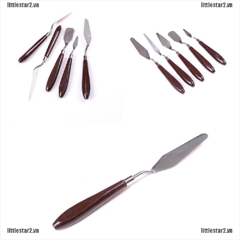 {MUV} 5pcs/Set Stainless Steel Spatula Palette Knife Painting Mixing Scraper Tools{CC}