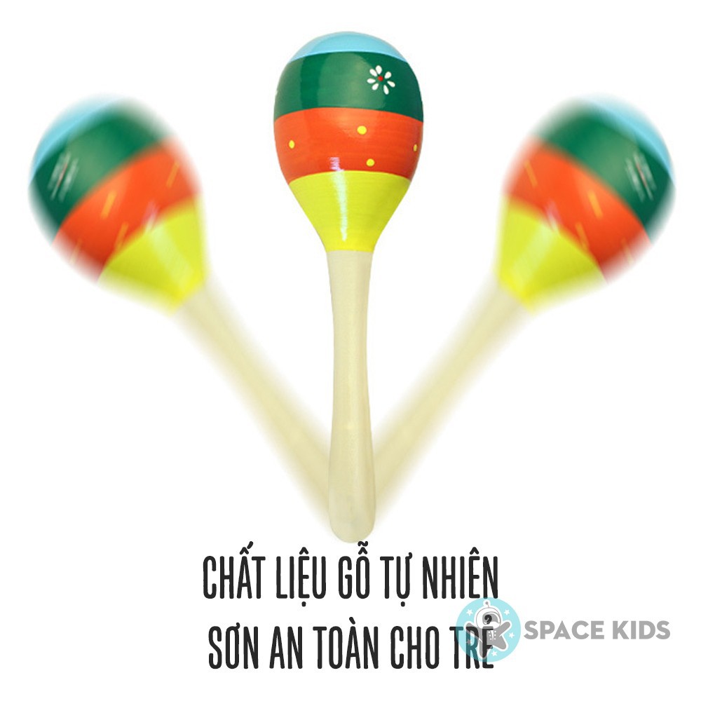 Đồ chơi gỗ Lục lạc, Xúc xắc gỗ đầu tròn cho bé nhiều màu sắc Space Kids