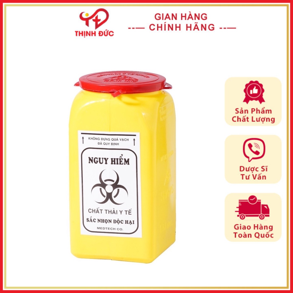 Bình Hủy Kim Y Tế 1.5L Chất Liệu Nhựa HDPE Cao Cấp An Toàn Cho Ngươi Sử Dụng