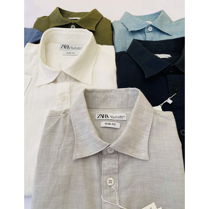 Áo Sơ Mi Nam Ngắn Tay ZARA Linen Mềm Nhẹ