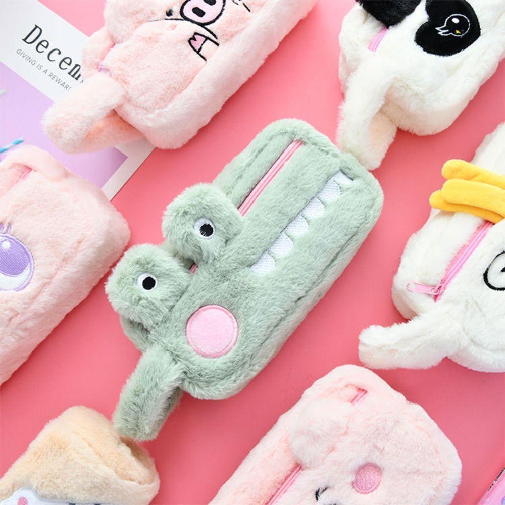 Túi Đựng Bút Trong Suốt Hình Gấu Trúc / Cá Sấu Nhồi Bông Cỡ Lớn Tiện Dụng Mang Theo Du Lịch