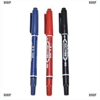 VOVIP Permanent Marker Pen Twin Tips Doubled Headed Hook Line For CD DVD Media Disc