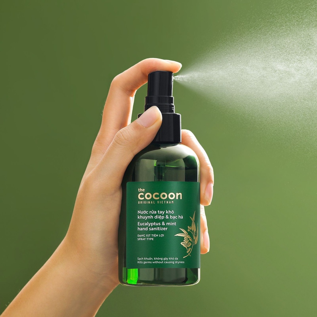 Nước rửa tay khô khuynh diệp & bạc hà Cocoon sạch khuẩn, không gây khô da 140ml - HUNOXA
