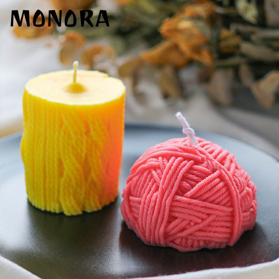 Nến thư giãn hình cuộn len MONORA C3 trang trí không khói sáp decor phụ kiện trang trí phòng - candle decor