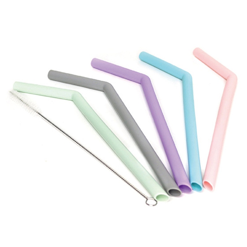Bộ 5 Ống Hút Silicone Nhiều Màu Tái Sử Dụng Linh Hoạt Cho Bé