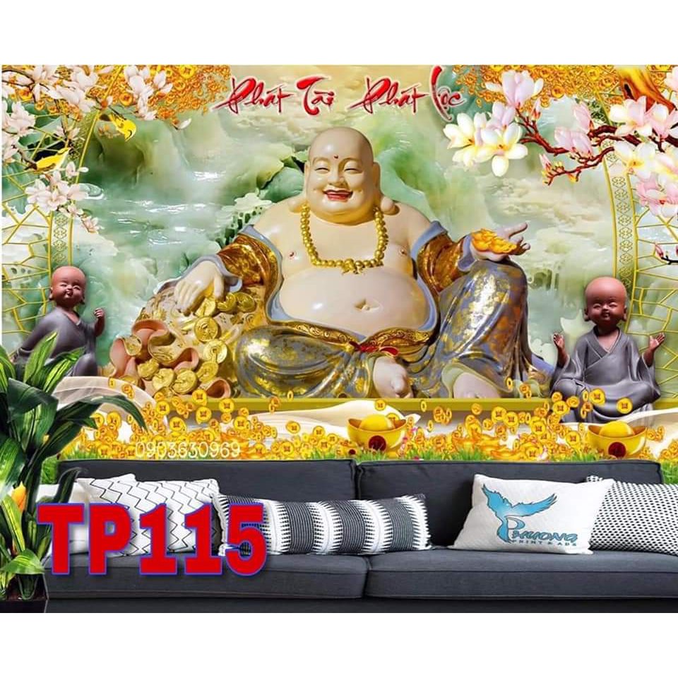 Tranh Đính Đá PHẬT DI LẠC (ĐÁ ABC CAO CẤP). Kích Thước: 75cm x 50cm