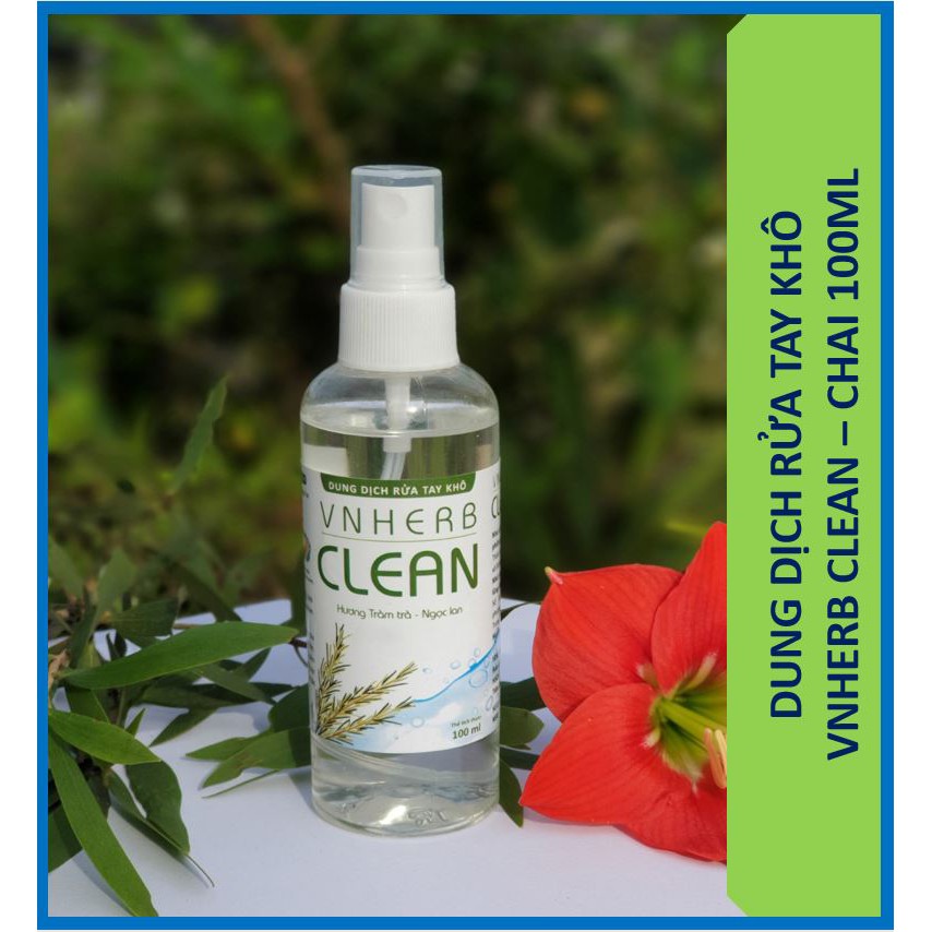 Dung dịch nước xịt rửa tay khô khử trùng sạch da tay tránh lây nhiễm bệnh - VNHerb Clean (Chai 100ml - 500ml) | BigBuy360 - bigbuy360.vn