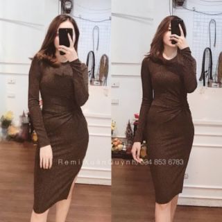 Đầm body kim tuyến xoắn eo