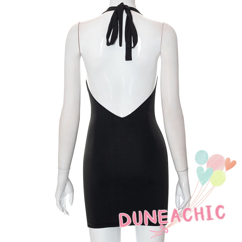 DUNEA Đầm Bodycon Không Tay Hở Lưng Y0913