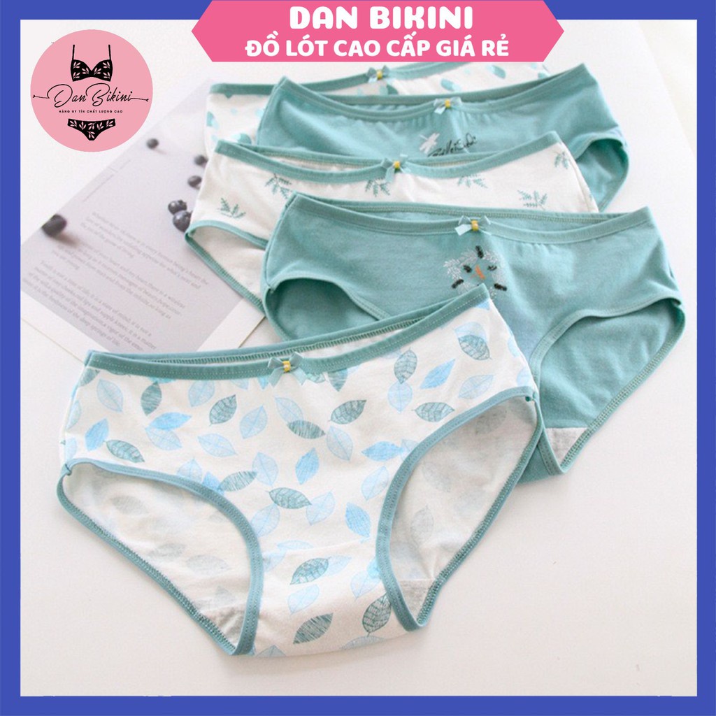 Quần Lót Nữ Cotton kháng khuẩn thoáng mát tông xanh lá dễ thương mã 1311