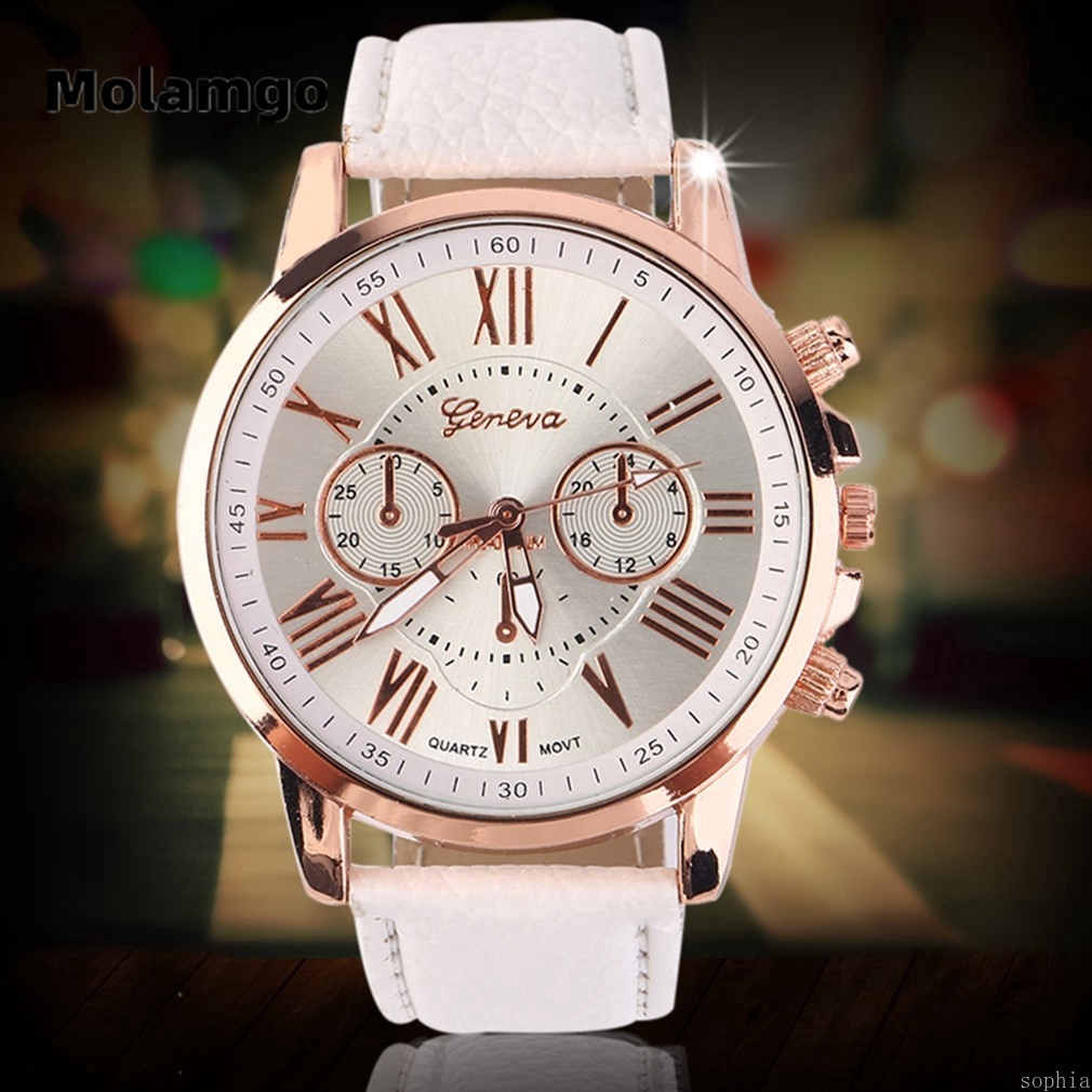 MOLAMGO Geneva Fashion Unisex Color Original PU Genuine Leather Watches Gift