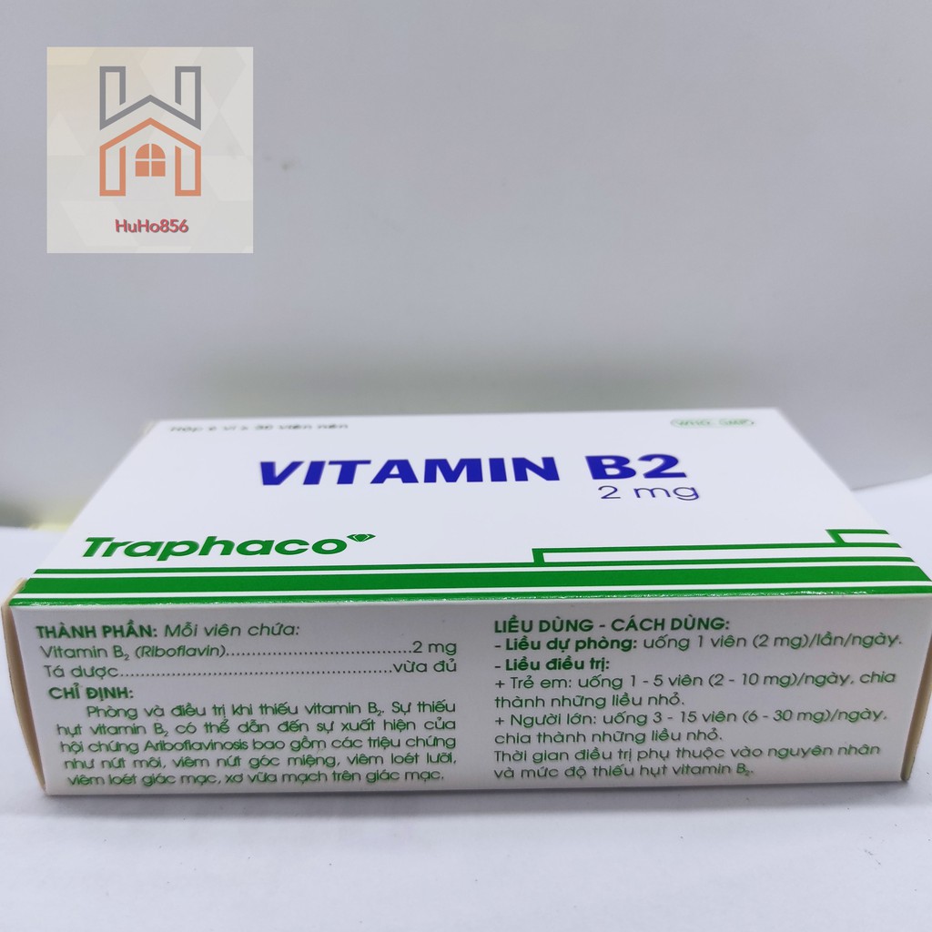 Vitamin B2 Traphaco hộp 6 vỉ x 30 viên