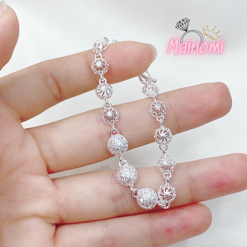 Lắc tay vòng tay nửa cầu hoa văn cách điệu độc đáo MAINOMI Shop bạc xinh