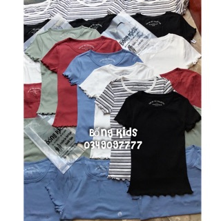 Áo Thun Gân Nữ Basic Viền