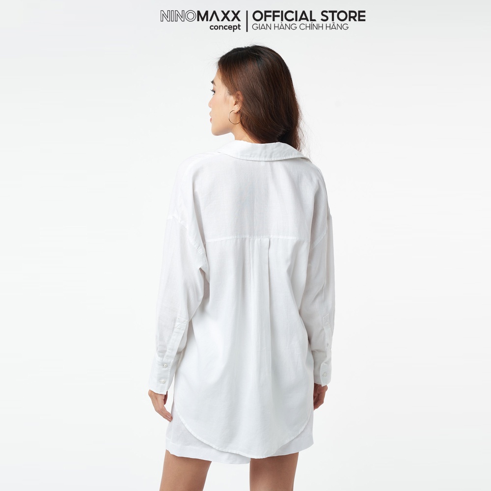 Ninomaxx Áo sơ mi Nữ trắng tay dài cotton 2203040