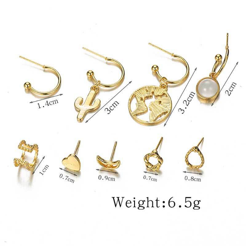 Bông Tai Kim Loại Mạ Vàng Phong Cách Vintage Thời Trang