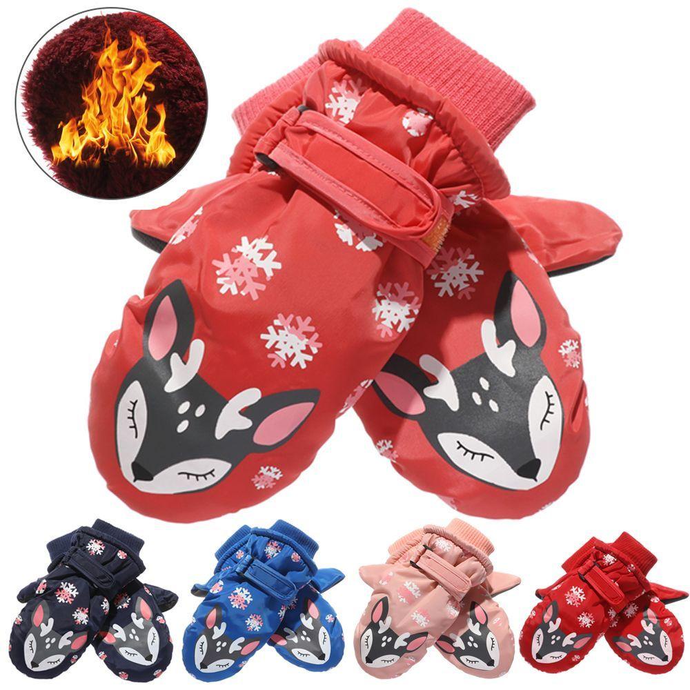 PINEVN Găng Tay Dày Giữ Ấm Mùa Đông Họa Tiết Hoạt Hình Dễ Thương Cho Bé