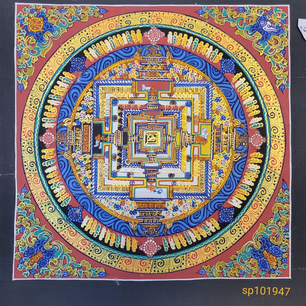 Tranh Mandala  Kalachakra Mật Tông [Kim Cương Hỷ Lạc] Vẽ Tay Nepal