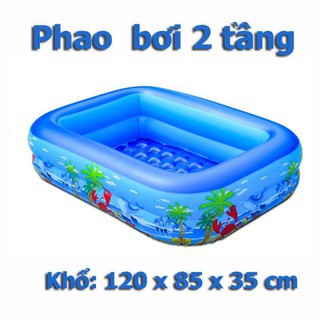 Bể phao bơi, hồ bơi bơm hơi CHỮ NHẬT size 1m2 cho trẻ em 2 tầng