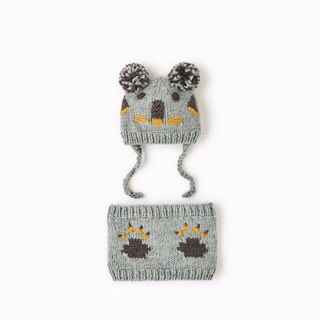 Set mũ kèm khăn len Zara xuất dư