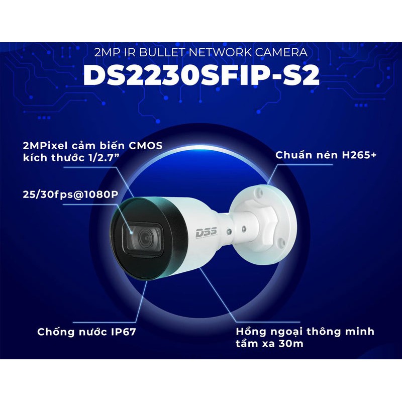 [Mã 155ELSALE giảm 7% đơn 300K] Camera IP 2MP Dahua DS2230SFIP-S2 (hàng chính hãng DSS BH 24T)