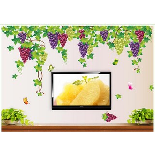 Decal dán tường decal trang trí giàn nho tím BINBIN PK51 (Có sẵn keo)