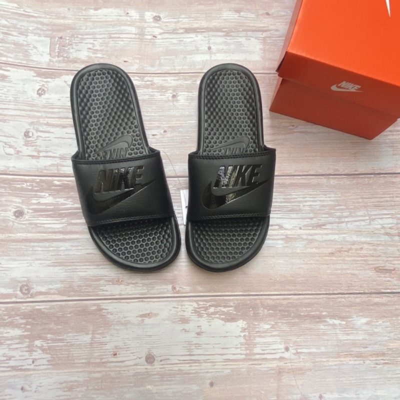 Dép nike quai ngang full đen cho nam size 40-45 tặng hộp