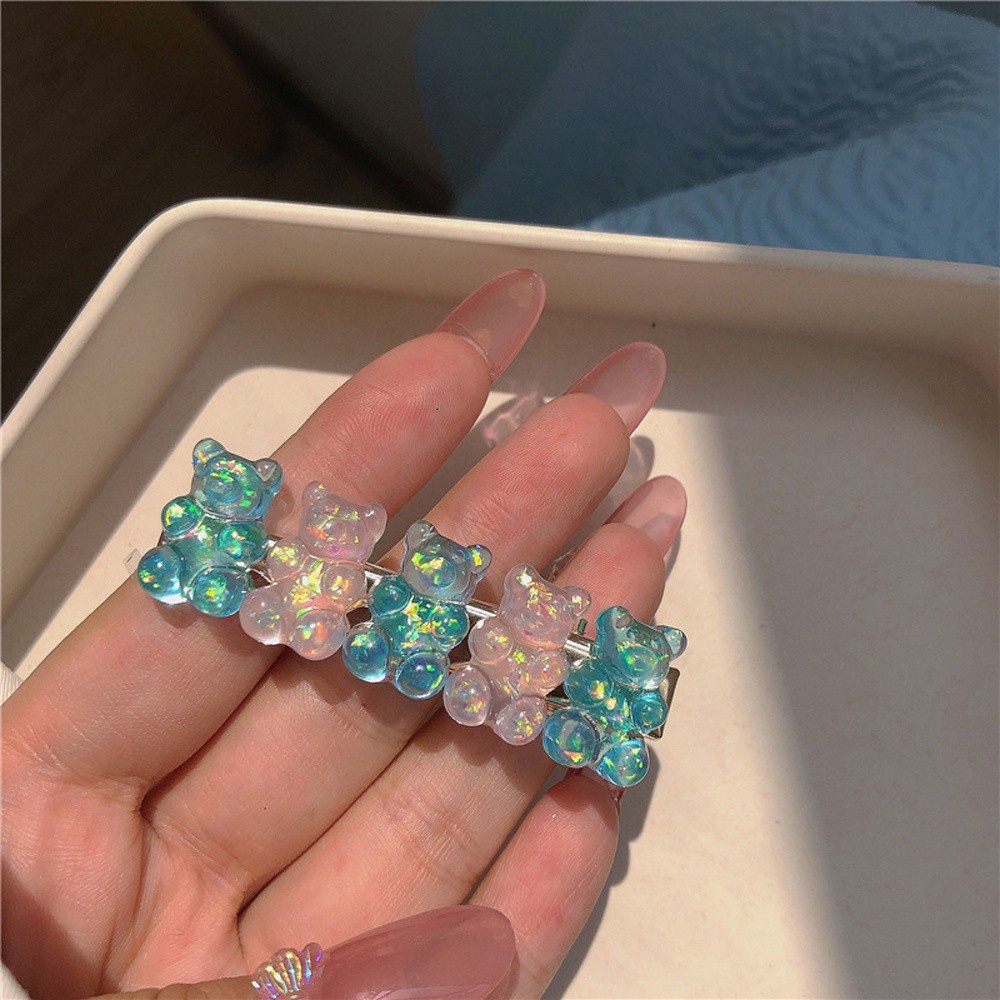 Kẹp Tóc Mỏ Vịt Màu Kẹo Hình Gấu Dễ Thương Phong Cách Hàn Quốc Cho Nữ