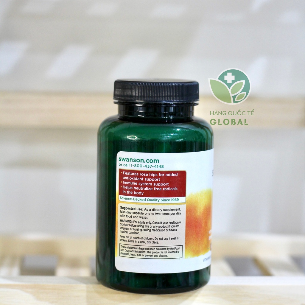 SWANSON VITAMIN C, 90 viên, Viên uống bổ sung vitamin c, tăng đề kháng