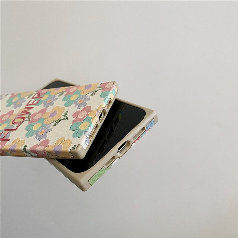 Ốp điện thoại silicone viền thẳng in họa tiết hoa thích hợp cho IPHONE 7 8 PLUS SE X XS XR XS MAX 11 11 PRO 11 PRO MAX