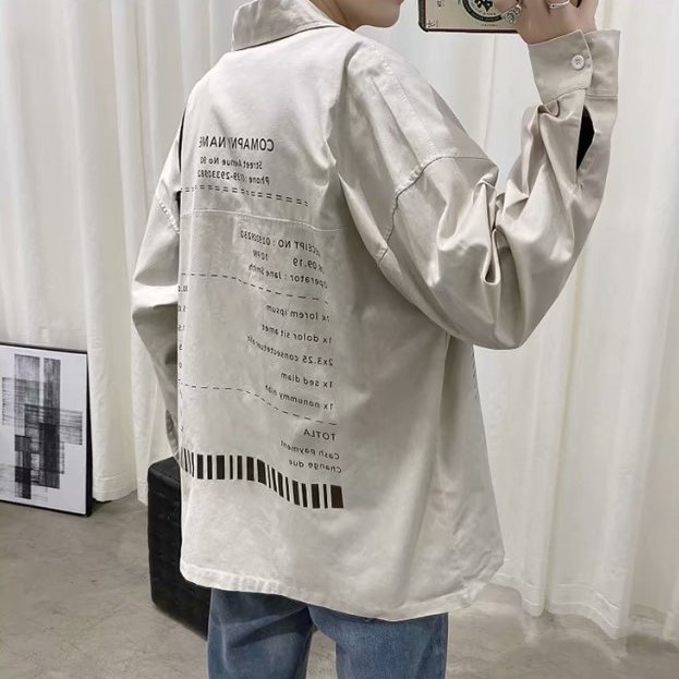 Áo Sơ Mi Dài Tay Thêu COMAPNY NAME Unisex Cho Cả Nam Và Nữ Vải Kaki Cotton