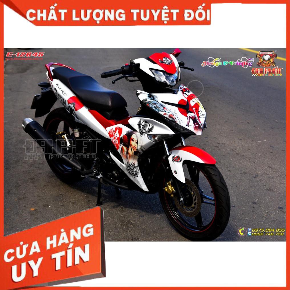Tem Xe Exciter 150 Samurai Trắng Đỏ