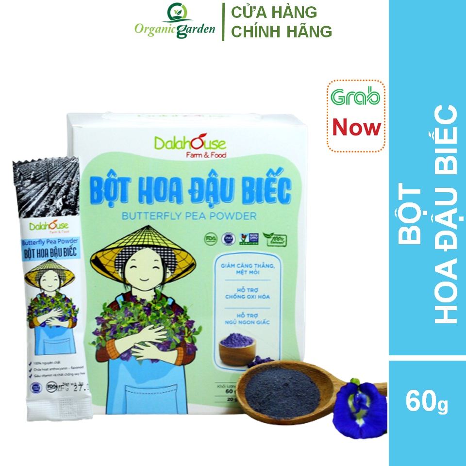 Bột hoa đậu biếc 60gr  DALAHOUSE 100% từ thiên nhiên