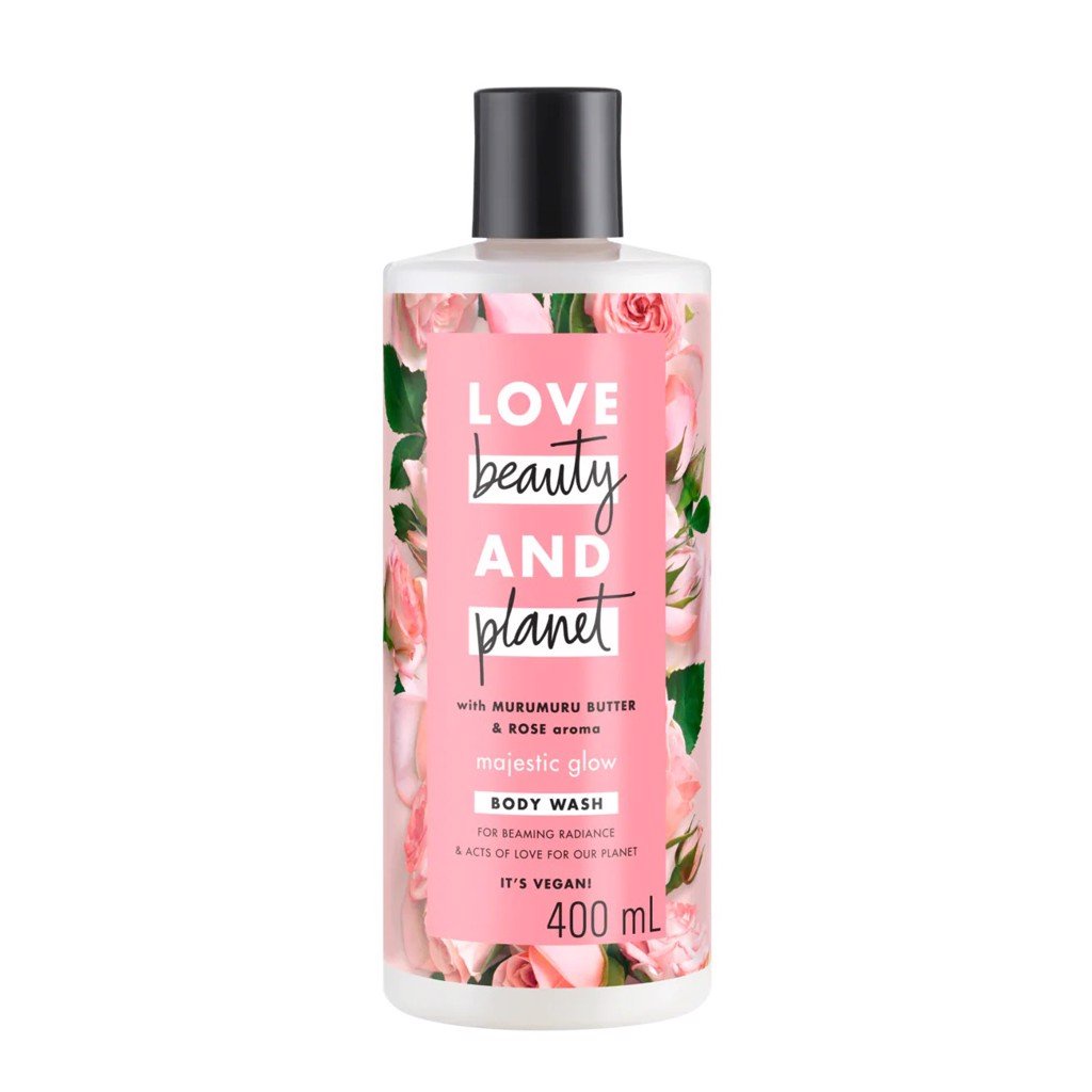 Sữa Tắm Love Beauty Planet Majestic Glow Làm Sáng Da Rạng Rỡ Từ Thiên Nhiên 100% Tinh Dầu Hoa Hồng 400ml