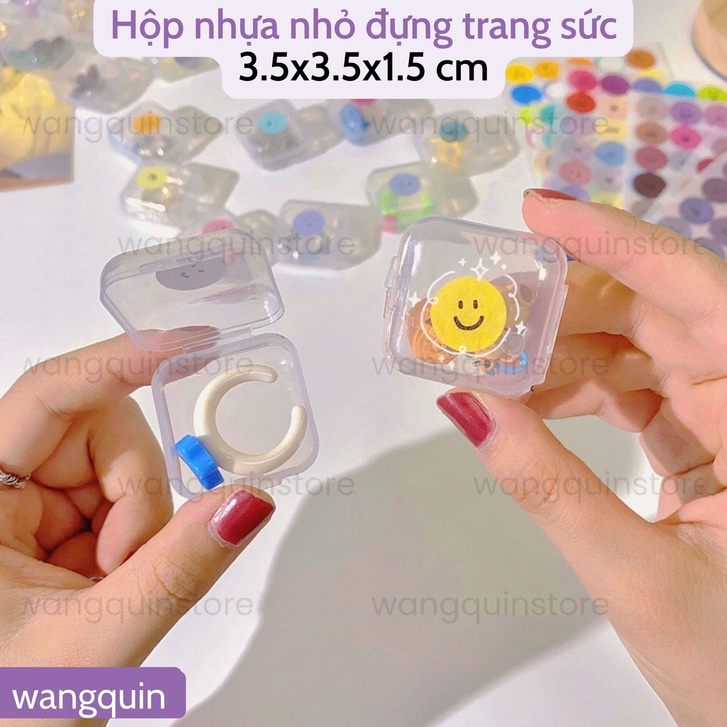Hộp Nhựa Nhỏ Trong Suốt Đựng Trang Sức Mini 3.5x3.5x1.5cm bỏ túi tiện lợi đựng phụ kiện nhỏ đựng trang sức nắp đậy chắc