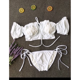 Bikini trắng nhún bèo sexy