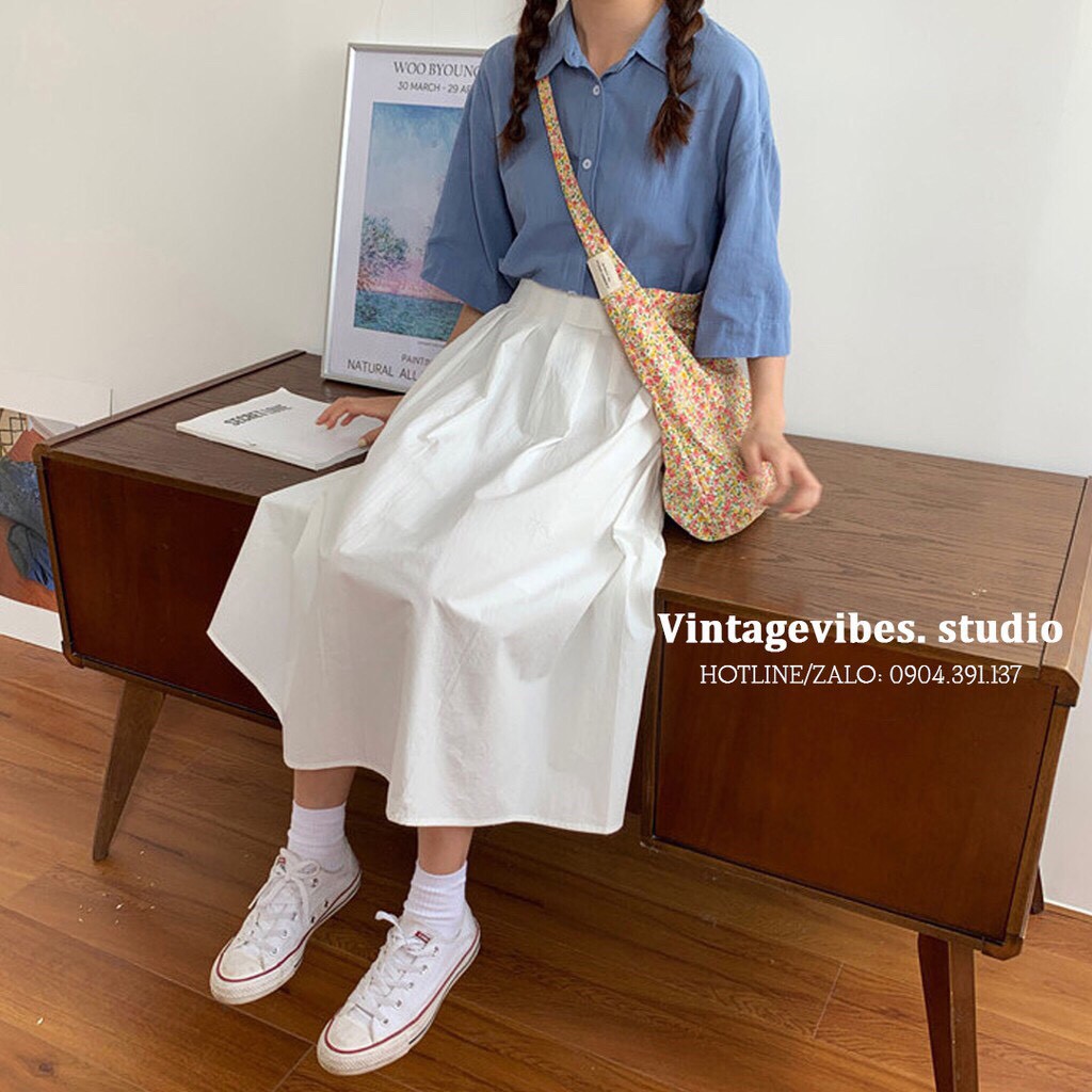 Chân váy 🦋 xòe khaki váy trắng và đen và nâu dáng dài chất thô mix kèm áo len gile  khoác áo thun hay cadigant áo kiểu | BigBuy360 - bigbuy360.vn