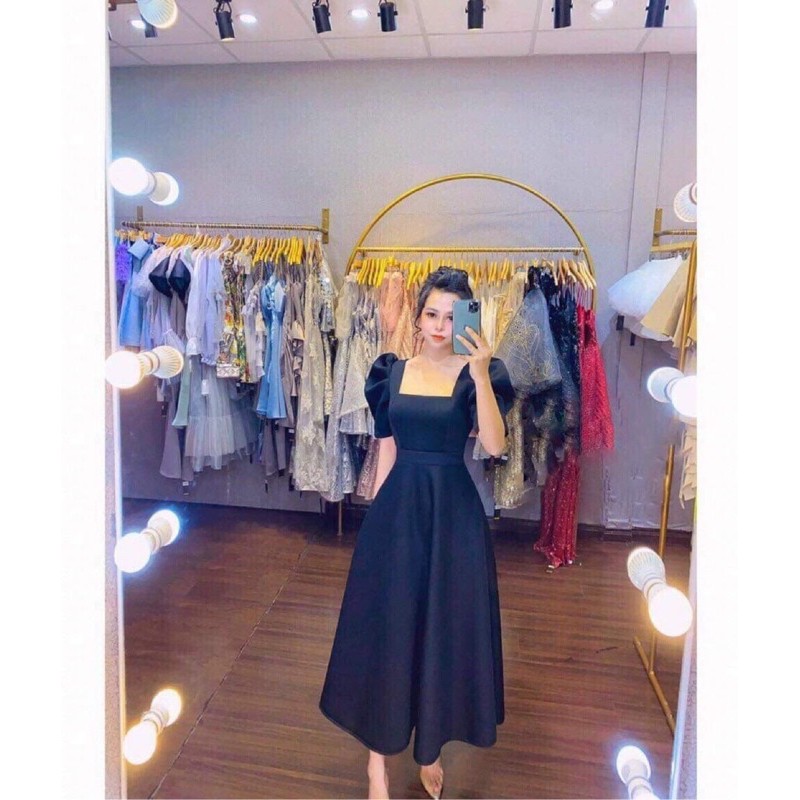 Đầm xòe dự tiệc cổ vuông tay ngắn phồng TRIPBLE T DRESS - size S/M/L/XL - MS211V