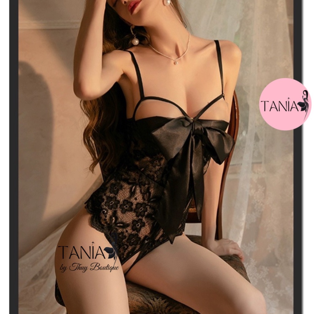Đồ Ngủ Sexy Nữ Gợi Cảm Xuyên Thấu Hở ngực Jum Thắt Nơ Xẻ Đáy Dễ Thương TANIA 2131 | BigBuy360 - bigbuy360.vn