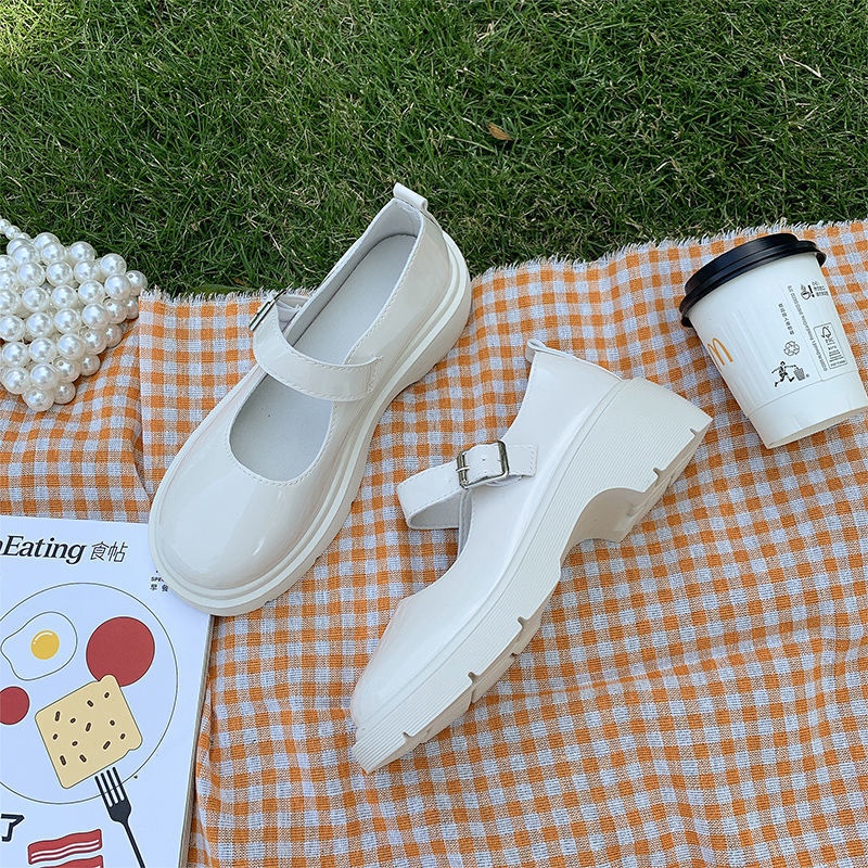 Giày Lolita Trắng Giày Lolita Nữ Đế Cao 4Cm Chất Da Bóng Giá Rẻ Cao Cấp Hottrend  LB022-Molita