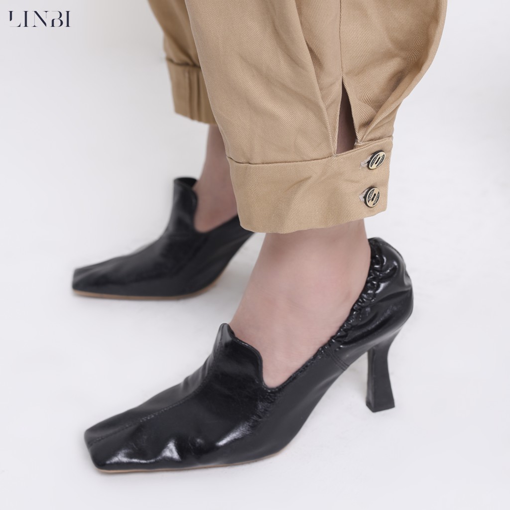 Quần kaki nữ cạp cao LIIN CLOTHING màu be, phối túi hộp gập gấu cá tính Q3218 | BigBuy360 - bigbuy360.vn