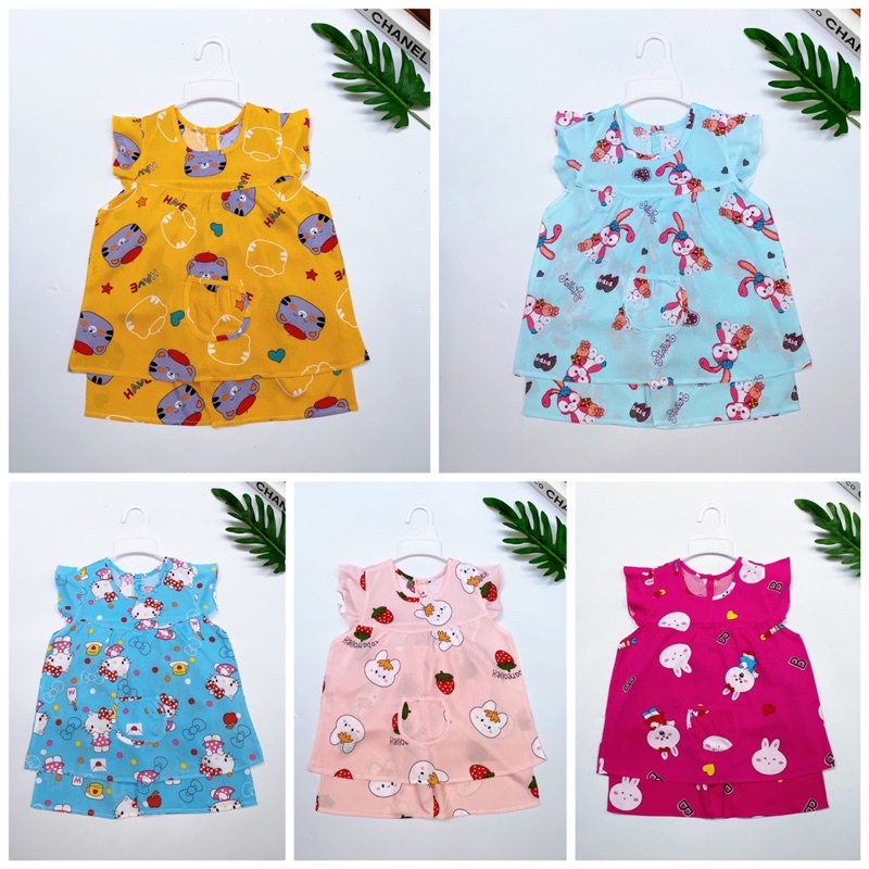 Đồ tole bé gái, bộ tole bé gái cánh tiên quần đùi chất liệu lanh 2 da cao cấp đường may kĩ 9-30kg - Pigbabystore