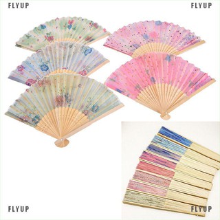 1 Quạt Xếp Cầm Tay Bằng Lụa Thanh Lịch Phong Cách Trung Hoa Màu Sắc