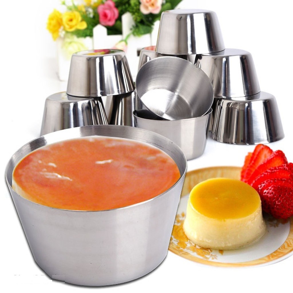 Bộ 10 Khuôn Làm Bánh Inox 304 Có Nắp ( 7cm ) Làm Bánh Flan , Rau Câu , Cupcake, Làm Đá Không Gỉ